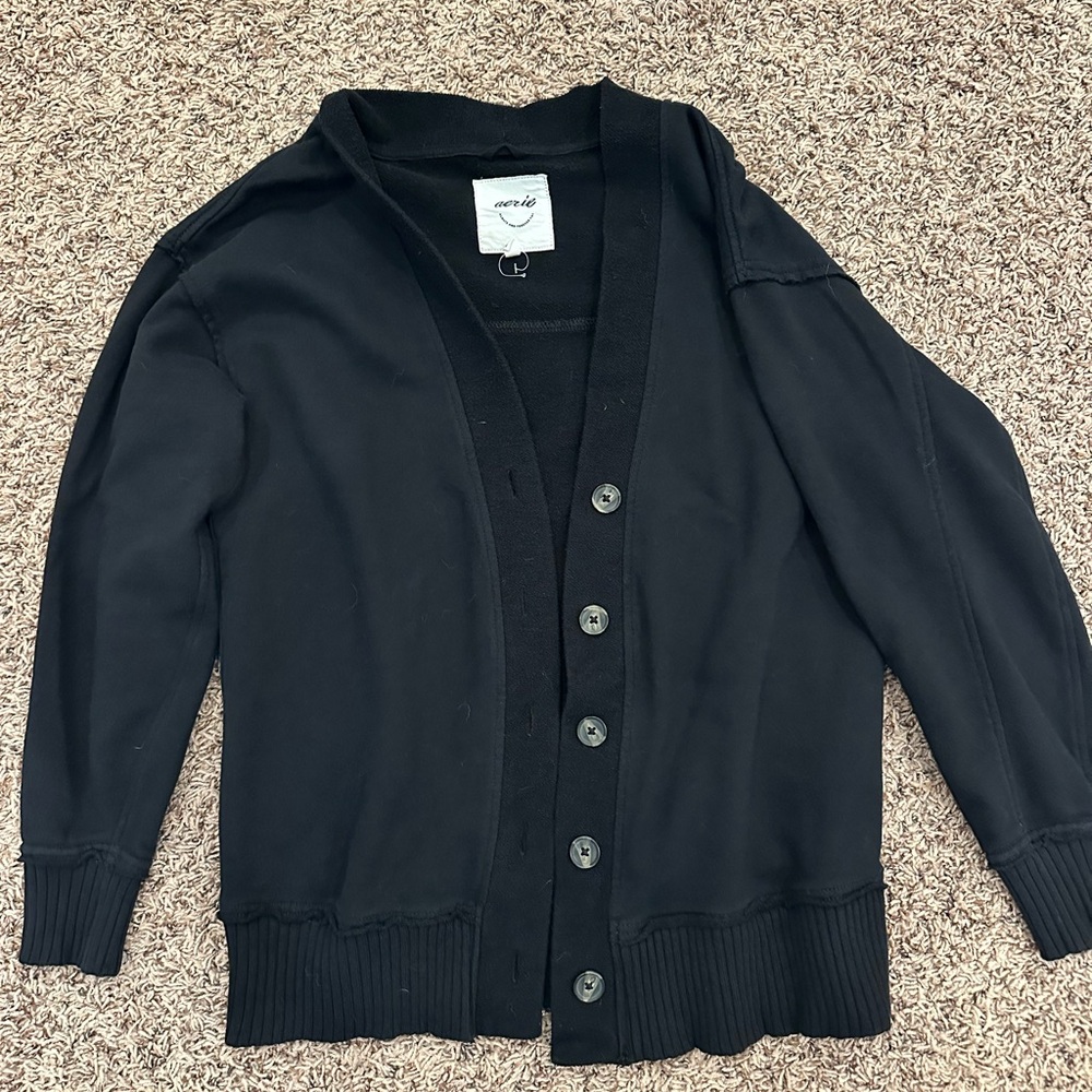 Aerie Women's Oversized Black Cardigan
